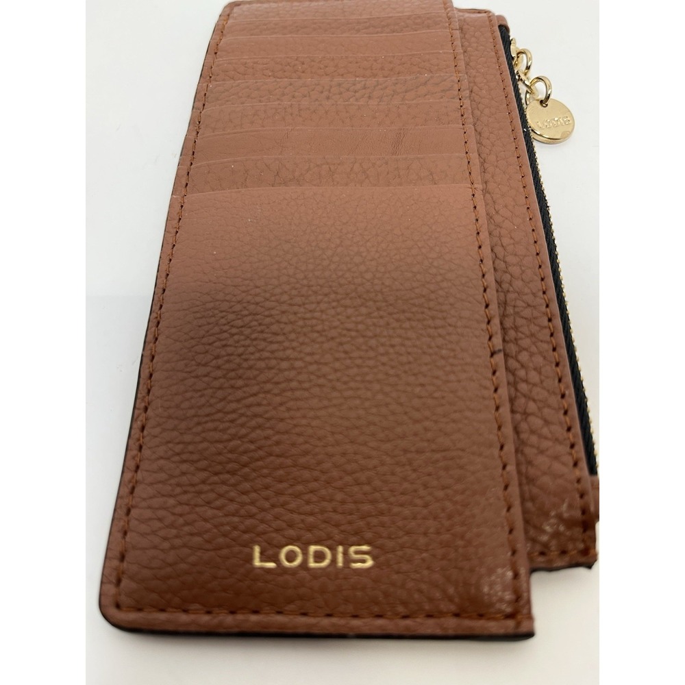 LODIS Brown Pebbled Leather Card Stacker Slim Wallet